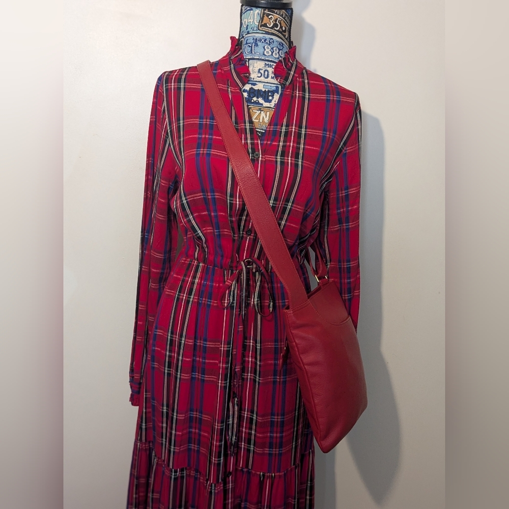 CHAPS NWT Tartan Plaid Drawstring Waist Maxi Dress - Picture 16 of 16